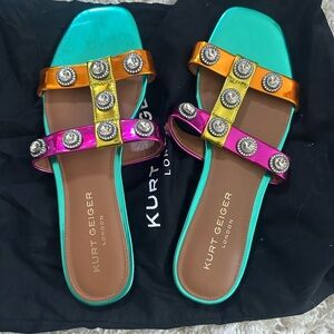 Kurt Geiger Blue and Orange Studded Sandals